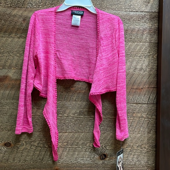 Freestyle Revolution Girls' Open Cardigan Tie Front Heathered Pink Size 10 NWT - Picture 5 of 14
